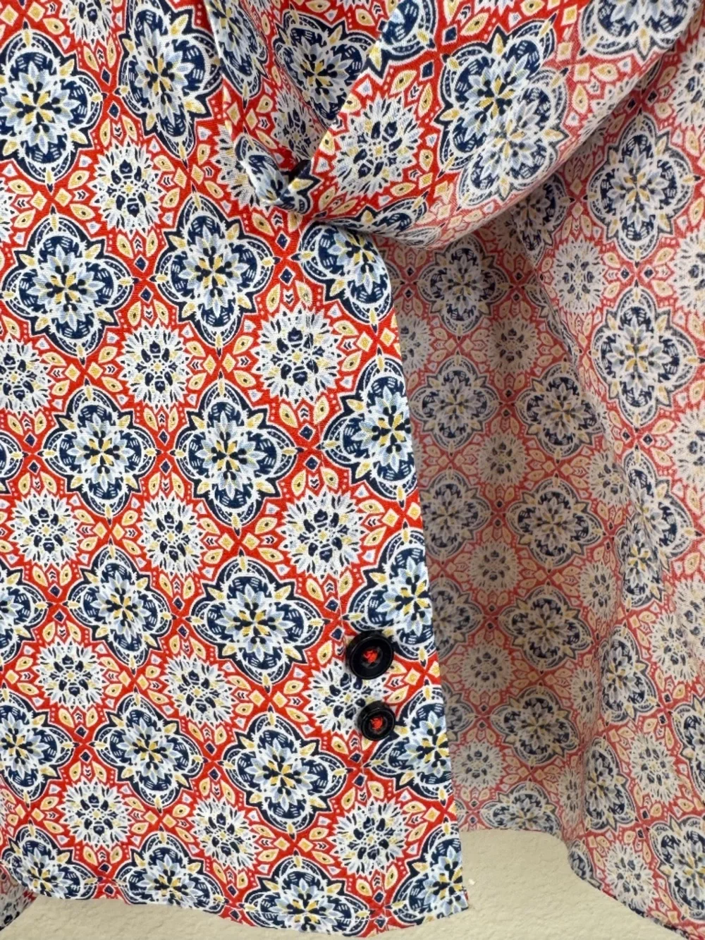 Alan Flusser XXL Shirt Short Sleeve Geometric Medallion Print 100% Cotton